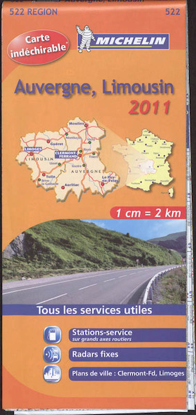Michelin 522 Auvergne, Limousin 2011 - (ISBN 9782067155688)