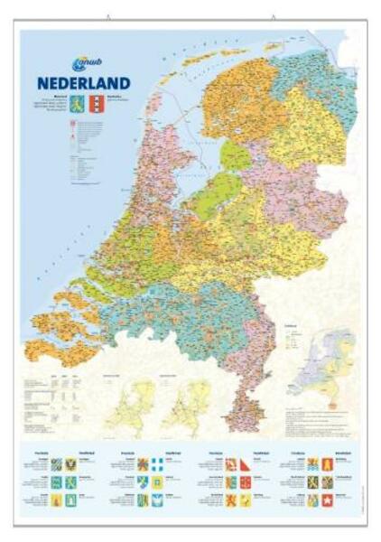 Nederland plano wandkaart in koker - (ISBN 9789018032371)